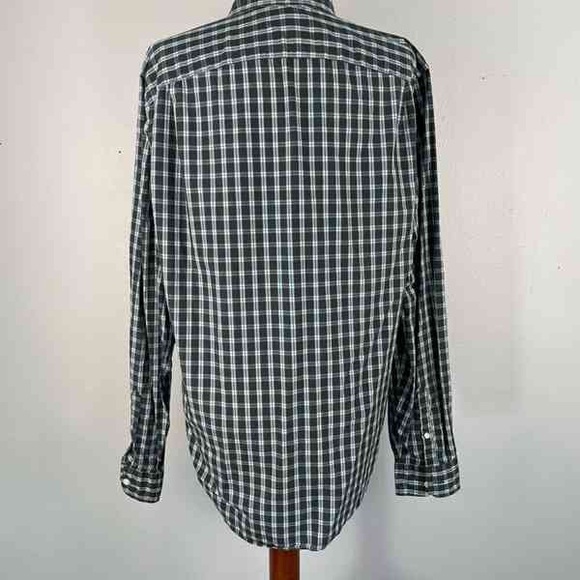 Men's Black and White Plaid Button-Down Shirt - Picture 2 of 2
